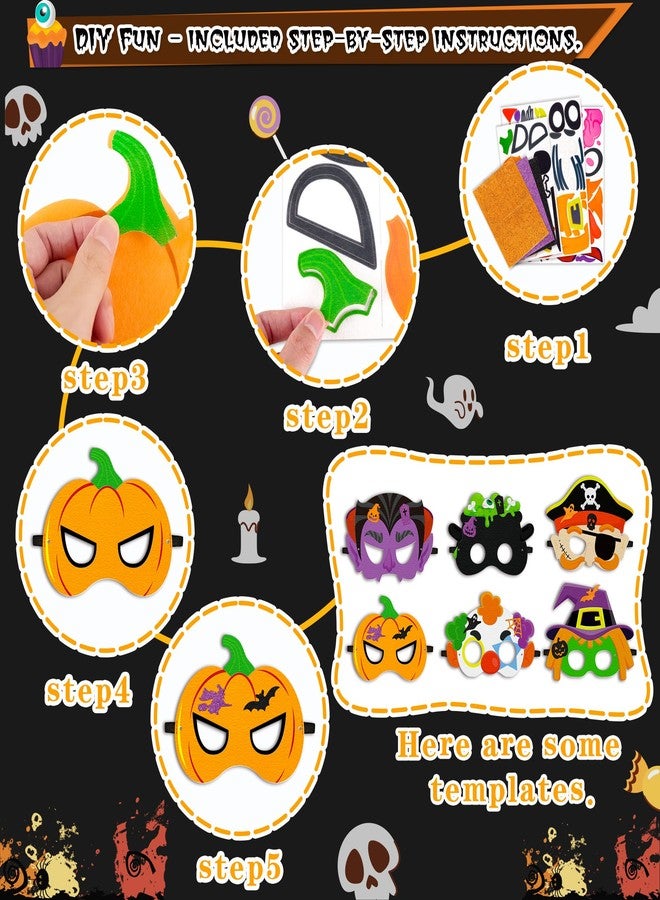 80UncleKimby 30PCS Halloween Crafts in Bulk - Felt Face Masks DIY Arts Kit, Hallowmas Party Favors Classroom Activities Supplies - Image 4